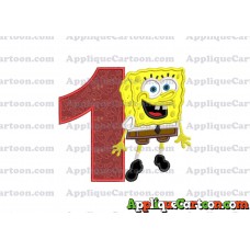 Sponge Bob Applique Embroidery Design Birthday Number 1