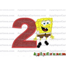 Sponge Bob Applique Embroidery Design Birthday Number 2