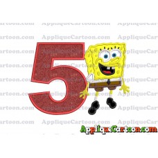 Sponge Bob Applique Embroidery Design Birthday Number 5