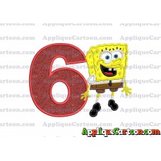 Sponge Bob Applique Embroidery Design Birthday Number 6