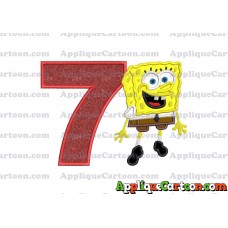 Sponge Bob Applique Embroidery Design Birthday Number 7