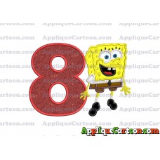 Sponge Bob Applique Embroidery Design Birthday Number 8