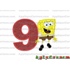 Sponge Bob Applique Embroidery Design Birthday Number 9