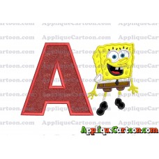Sponge Bob Applique Embroidery Design With Alphabet A
