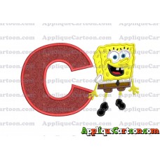 Sponge Bob Applique Embroidery Design With Alphabet C