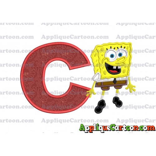 Sponge Bob Applique Embroidery Design With Alphabet C