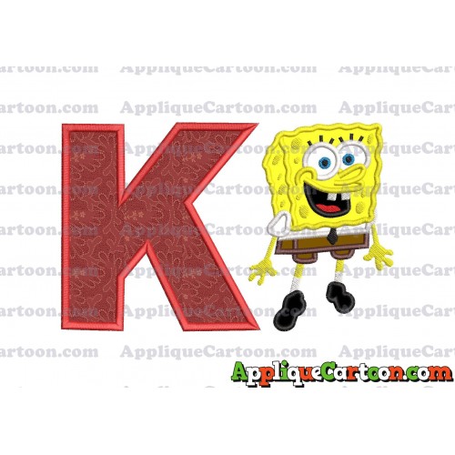 Sponge Bob Applique Embroidery Design With Alphabet K