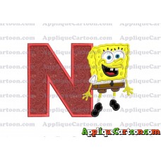 Sponge Bob Applique Embroidery Design With Alphabet N