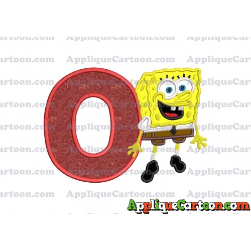 Sponge Bob Applique Embroidery Design With Alphabet O
