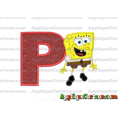 Sponge Bob Applique Embroidery Design With Alphabet P