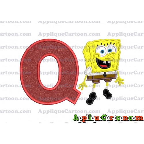 Sponge Bob Applique Embroidery Design With Alphabet Q