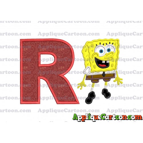Sponge Bob Applique Embroidery Design With Alphabet R
