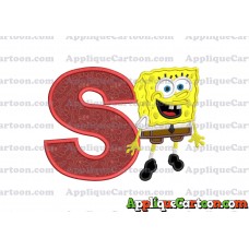 Sponge Bob Applique Embroidery Design With Alphabet S