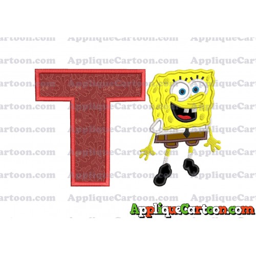 Sponge Bob Applique Embroidery Design With Alphabet T