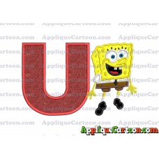 Sponge Bob Applique Embroidery Design With Alphabet U