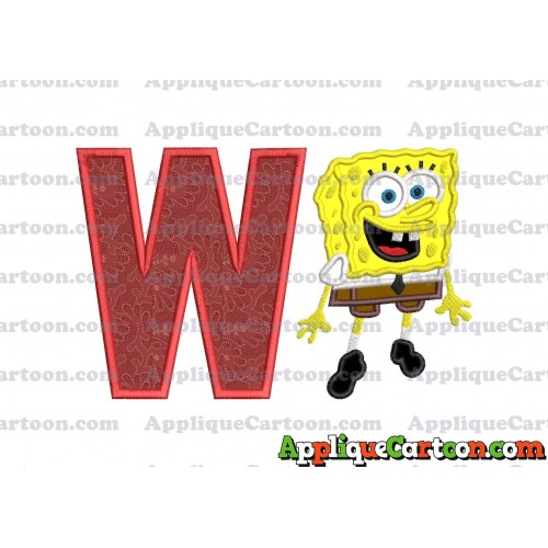 Sponge Bob Applique Embroidery Design With Alphabet W