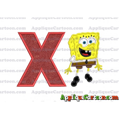 Sponge Bob Applique Embroidery Design With Alphabet X