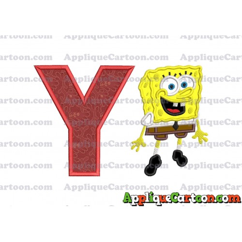 Sponge Bob Applique Embroidery Design With Alphabet Y
