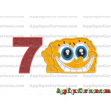Sponge Bob Head Applique Embroidery Design Birthday Number 7