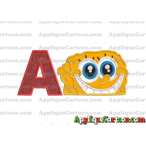 Sponge Bob Head Applique Embroidery Design With Alphabet A