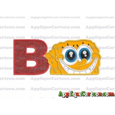 Sponge Bob Head Applique Embroidery Design With Alphabet B