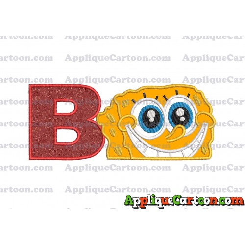 Sponge Bob Head Applique Embroidery Design With Alphabet B