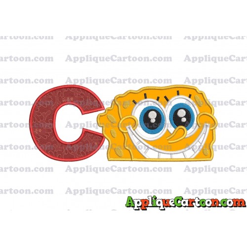 Sponge Bob Head Applique Embroidery Design With Alphabet C
