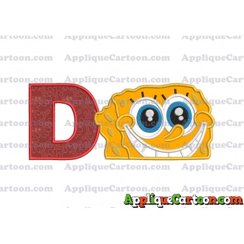 Sponge Bob Head Applique Embroidery Design With Alphabet D