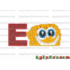Sponge Bob Head Applique Embroidery Design With Alphabet E