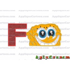Sponge Bob Head Applique Embroidery Design With Alphabet F