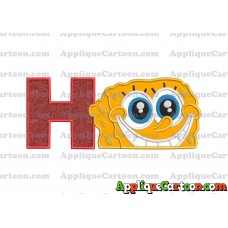 Sponge Bob Head Applique Embroidery Design With Alphabet H