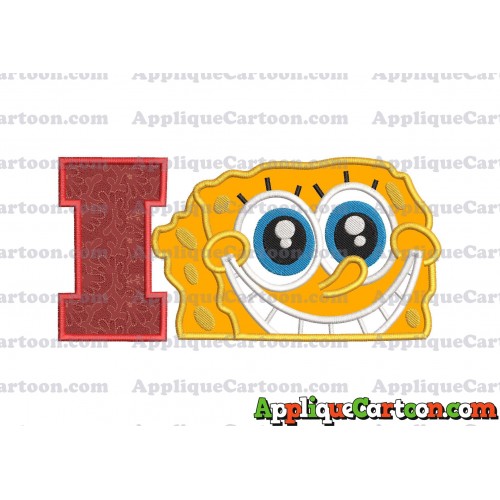 Sponge Bob Head Applique Embroidery Design With Alphabet I