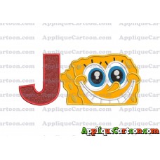 Sponge Bob Head Applique Embroidery Design With Alphabet J
