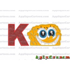 Sponge Bob Head Applique Embroidery Design With Alphabet K