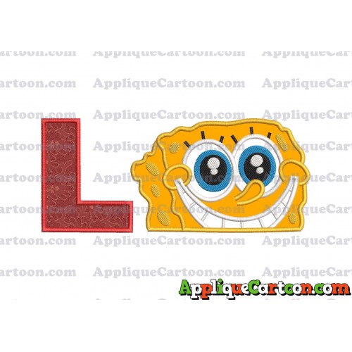 Sponge Bob Head Applique Embroidery Design With Alphabet L