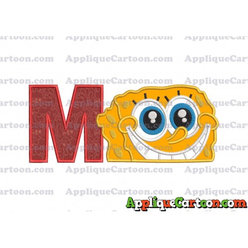 Sponge Bob Head Applique Embroidery Design With Alphabet M