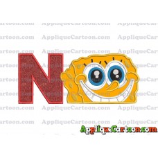 Sponge Bob Head Applique Embroidery Design With Alphabet N