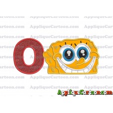 Sponge Bob Head Applique Embroidery Design With Alphabet O