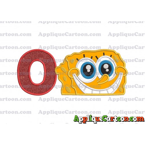 Sponge Bob Head Applique Embroidery Design With Alphabet O