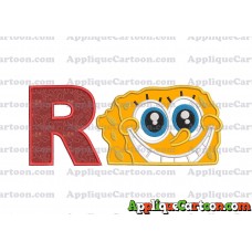 Sponge Bob Head Applique Embroidery Design With Alphabet R
