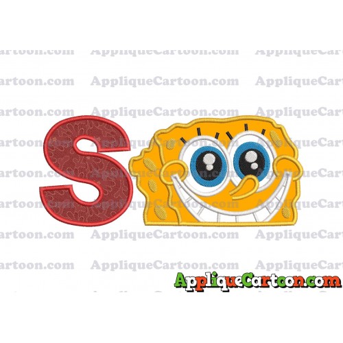 Sponge Bob Head Applique Embroidery Design With Alphabet S