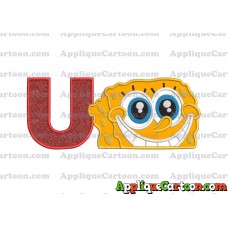 Sponge Bob Head Applique Embroidery Design With Alphabet U