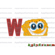 Sponge Bob Head Applique Embroidery Design With Alphabet W