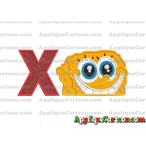 Sponge Bob Head Applique Embroidery Design With Alphabet X
