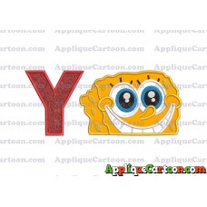 Sponge Bob Head Applique Embroidery Design With Alphabet Y