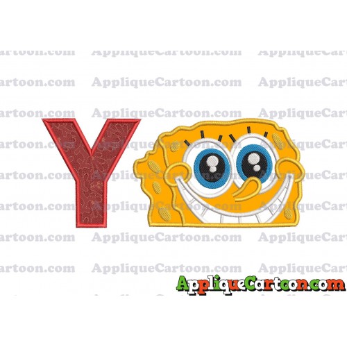 Sponge Bob Head Applique Embroidery Design With Alphabet Y