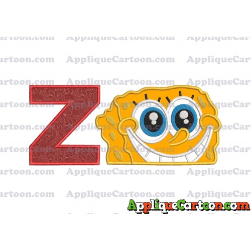 Sponge Bob Head Applique Embroidery Design With Alphabet Z