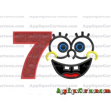 Spongebob Face Applique Embroidery Design Birthday Number 7