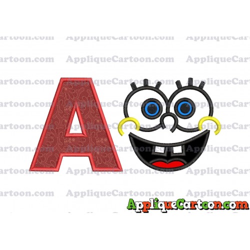 Spongebob Face Applique Embroidery Design With Alphabet A