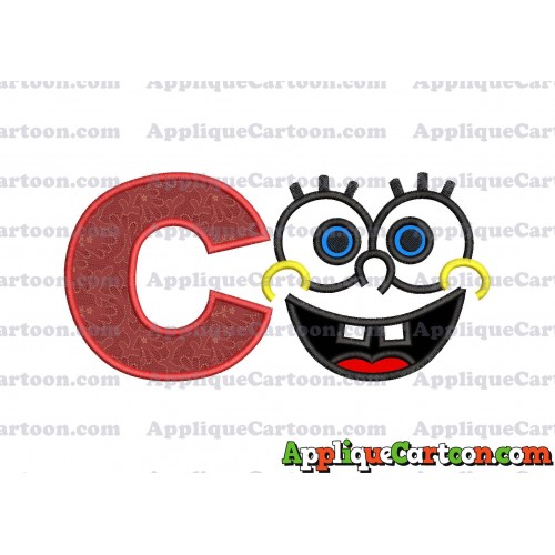Spongebob Face Applique Embroidery Design With Alphabet C